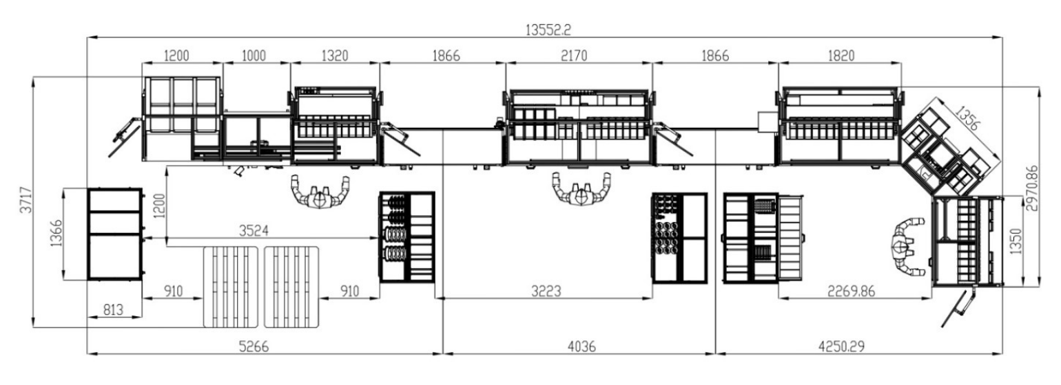 Disegno di una linea di assemblaggio